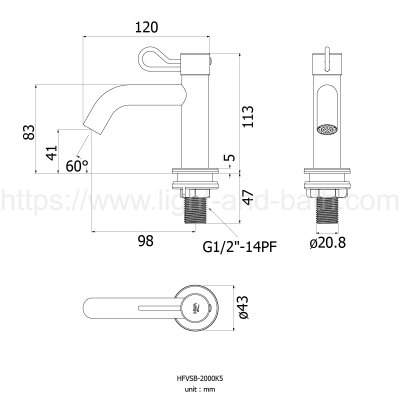 HFVSB-2000K5 ก๊อกเดี่ยวอ่างล้างหน้าตั้งพื้น รุ่น NEW BONNY