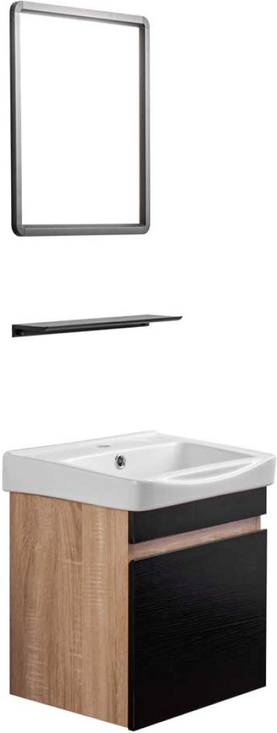 J BC-9906-40/SET ชุดอ่างล้างหน้าพร้อมตู้สีดำน้ำตาล ขนาด 40 ซม.