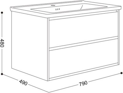 J BC-9903-MIR/SET ชุดอ่างล้างหน้าพร้อมตู้สีขาวกระจก ขนาด 80 ซม.