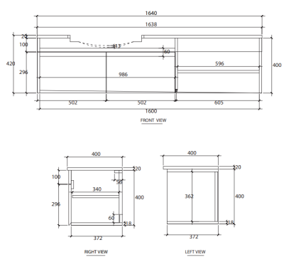 V00028P3#PJ ตู้เก็บของใต้อ่างล้างหน้าแบบแขวนผนัง สําาหรับอ่าง C022607