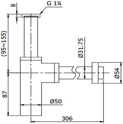 THX1A-8V2 ท่อน้ำทิ้งสำหรับอ่างล้างหน้า (ยาว 306 มม.)