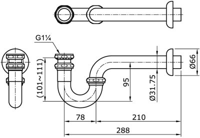 THX1B-1N ท่อน้ำทิ้งโถปัสสาวะหญิง