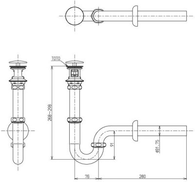 T6PM1 ท่อน้ำทิ้งสำหรับอ่างล้างหน้า