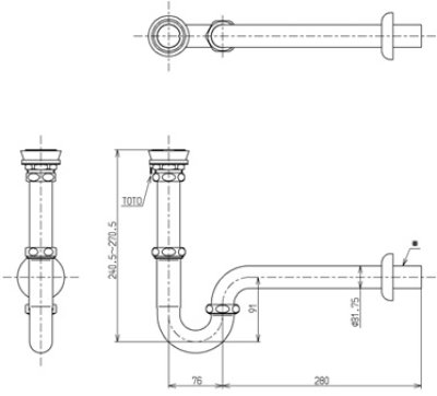 T6W1 ท่อน้ำทิ้งสำหรับอ่างล้างหน้า