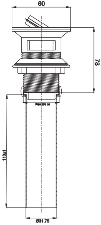 TS300HMR สะดืออ่างล้างหน้า แบบท่อตรง