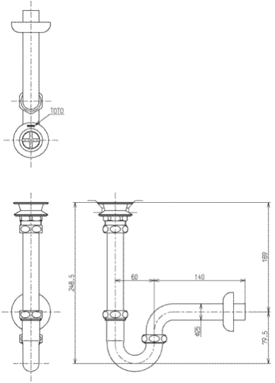TL590BP1 ท่อน้ำทิ้งสำหรับอ่างล้างหน้า