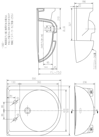 L830CMRU อ่างล้างหน้า แบบฝังครึ่งเคาน์เตอร์