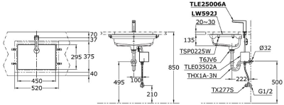 LW592JW/F อ่างล้างหน้าฝังใต้เคาน์เตอร์