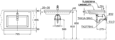 LW648CJT1 อ่างล้างหน้า แบบฝังครึ่งเคาน์เตอร์