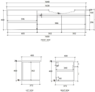 V00043P3#PJ ตู้เก็บของใต้อ่างล้างหน้าแบบแขวนผนัง สําหรับอ่าง C022607