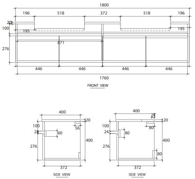 V00080P8#PJ ตู้เก็บของใต้อ่างล้างหน้าแบบแขวนผนัง สําหรับอ่าง C022607