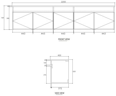 V00059P3#PJ ตู้เก็บของใต้อ่างล้างหน้าแบบแขวนผนัง สําหรับอ่าง C022607