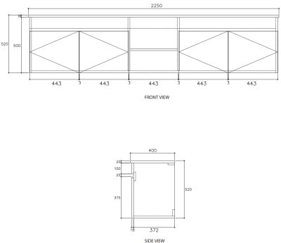 V00060P3#PJ ตู้เก็บของใต้อ่างล้างหน้าแบบแขวนผนัง สําหรับอ่าง C022607