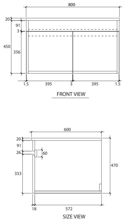 V08040P3#PJ ตู้เก็บของใต้อ่างล้างหน้าแบบแขวนผนัง สําหรับอ่าง C022607