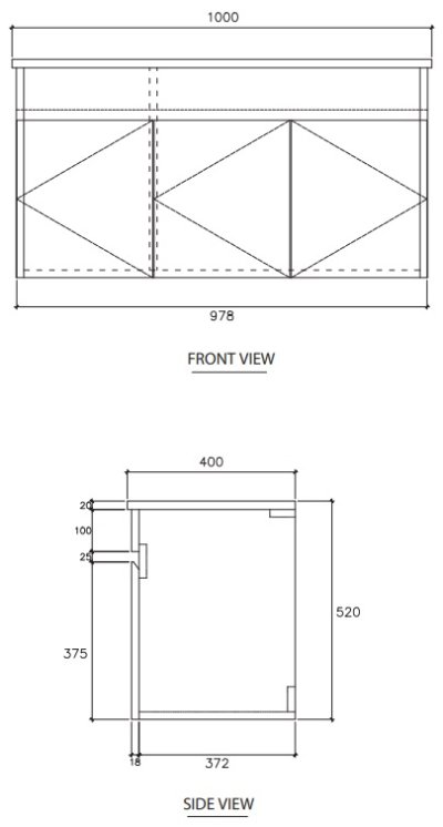 V00066P3#PJ ตู้เก็บของใต้อ่างล้างหน้าแบบแขวนผนัง สําหรับอ่าง C022607
