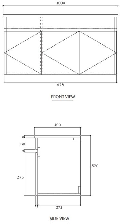 V00057P3#PJ ตู้เก็บของใต้อ่างล้างหน้าแบบแขวนผนัง สําหรับอ่าง C022607
