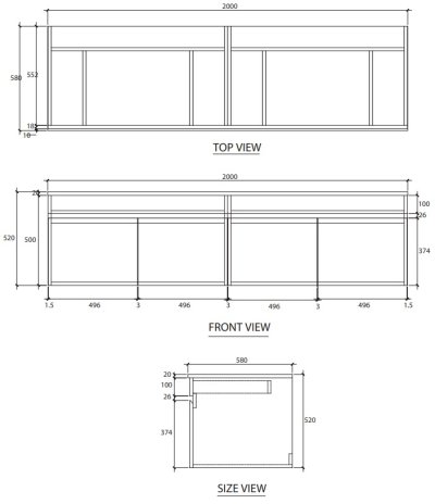 V08042P3#PJ ตู้เก็บของใต้อ่างล้างหน้าแบบแขวนผนัง สําหรับอ่าง C05157