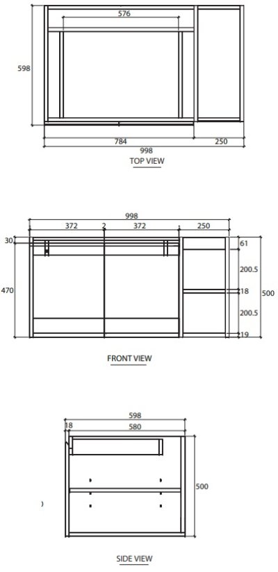 V07842#PJ ตู้เก็บของใต้อ่างล้างหน้าแบบแขวนผนัง สําหรับอ่าง C05117