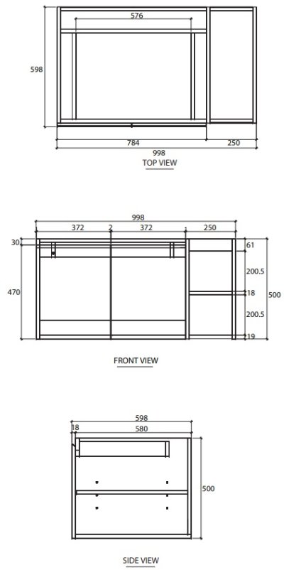 V07843#PJ ตู้เก็บของใต้อ่างล้างหน้าแบบแขวนผนัง สําหรับอ่าง C05117
