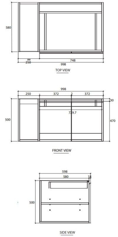 V07844#PJ ตู้เก็บของใต้อ่างล้างหน้าแบบแขวนผนัง สําหรับอ่าง C05117