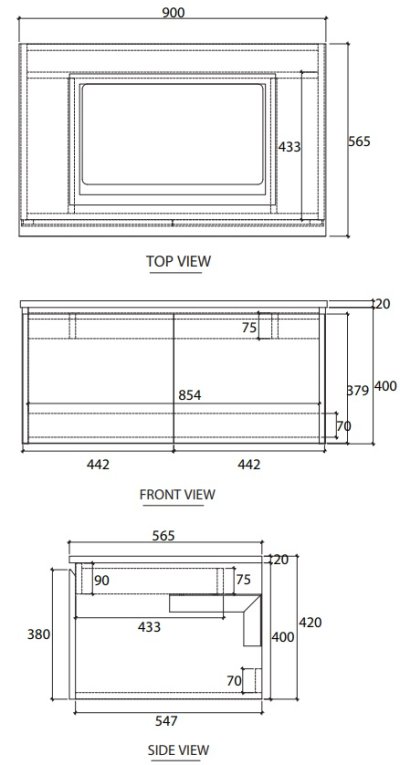 VP00116P3#PJ ตู้เก็บของใต้อ่างล้างหน้าแบบแขวนผนัง สําหรับอ่าง C05157