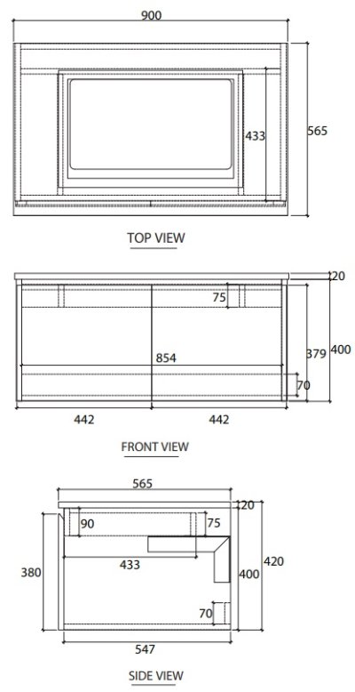 VP00117P3#PJ ตู้เก็บของใต้อ่างล้างหน้าแบบแขวนผนัง สําหรับอ่าง C05157