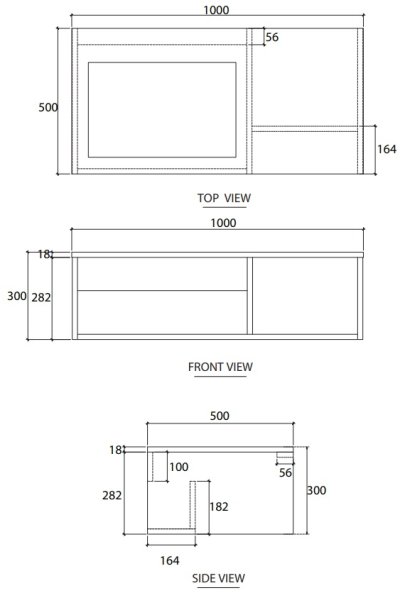 V01013P3#PJ ตู้เก็บของใต้อ่างล้างหน้าแบบแขวนผนัง สําหรับอ่าง C022607