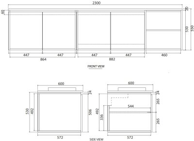 V0829P8#PJ ตู้เก็บของใต้อ่างล้างหน้าแบบแขวนผนัง สําหรับอ่าง C001017