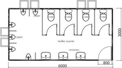 MG2 ห้องน้ำสำเร็จรูป (ชาย) แบบ 4 ห้อง