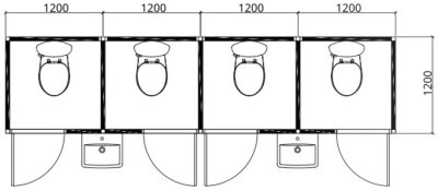 B4 ห้องน้ำสำเร็จรูป แบบ 4 ห้อง
