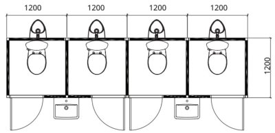 B5 ห้องน้ำสำเร็จรูป แบบ 4 ห้อง