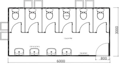 MB1 ห้องน้ำสำเร็จรูป (หญิง) แบบ 4 ห้อง