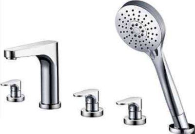 KF-44-215-50R1 ก๊อกผสมติดบนอ่างอาบน้ำแบบก้านโยกพร้อมฝักบัวสายอ่อนปรับน้ำ 3 ระดับ และที่สลับทางน้ำ