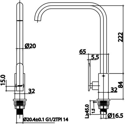CT1298 ก๊อกเดี่ยวอ่างซิงค์ แบบติดเคาน์เตอร์