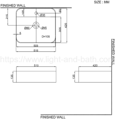 C00125#PQ อ่างล้างหน้า แบบวางบนเคาน์เตอต์ รุ่น KLIRR สีชมพูควอตซ์