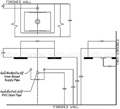 C00123(MBK) อ่างล้างหน้า แบบวางบนเคาน์เตอร์ รุ่น เรย์ 50