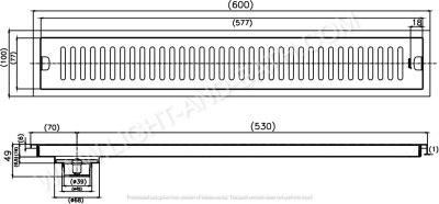 CT6414Z2P#GG(HM) รางน้ำทิ้งกันกลิ่นสำหรับท่อพีวีซีขนาด 2นิ้ว(10X60ซม.)สีเทาด้าน