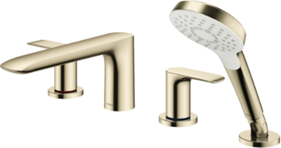 TBG04202T#PFG ก๊อกผสมสำหรับลงอ่างอาบน้ำ ชนิดติดเคาน์เตอร์ พร้อมชุดฝักบัวสายอ่อน (4 รูก๊อก)