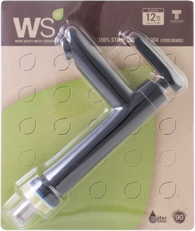 WS-2101M-BA ก๊อกอ่างล้างหน้าเดี่ยวสแตนเลส สีดำ รุ่น POPO