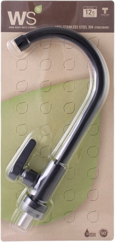 WS-2131J-BA ก๊อกซิงค์เดี่ยวสแตนเลส ตั้งพื้น สีดำ รุ่น POPO