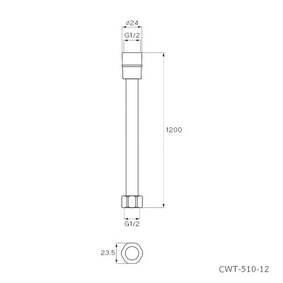 CWT-510-12 สายน้ำดี PVC สีขาวสำหรับสายฉีดชำระ ขนาด 120 ซม.