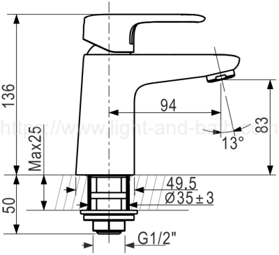 A-1M06-10 ก๊อกน้ำเย็นอ่างล้างหน้า รุ่น LOVEN MONO