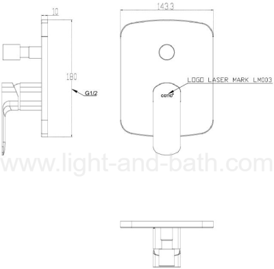 CT2334A#GG วาล์วผสมเปิด-ปิดน้ำพร้อมวาล์วเปลี่ยนทิศทางน้ำ รุ่น SAGE ( GUN GREY )