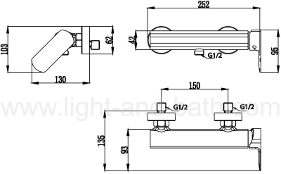 CT2336A#GG ก๊อกผสมยืนอาบน้ำ แบบติดผนัง รุ่น SAGE ( GUN GREY )