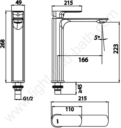 CT1282AY#GG ก๊อกน้ำเย็นอ่างล้างหน้าทรงสูง รุ่น SAGE ( GUN GREY )