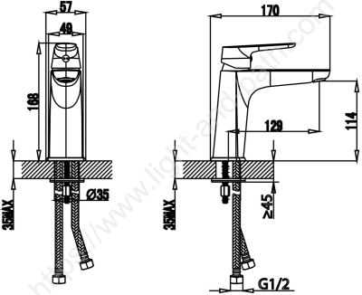 CT2341A#BGR ก๊อกผสมอ่างล้างหน้าพร้อมสายน้ำดี รุ่น STELLA (BRUSHED GOLD)
