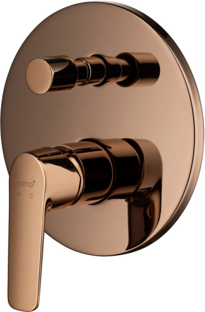 CT2344A#RG2 วาล์วผสมเปิด-ปิดน้ำพร้อมวาล์วเปลี่ยนทิศทางน้ำ รุ่น STELLA (COPPER ROSE GOLD)