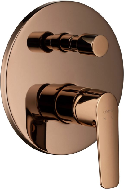 CT2344A#RG2 วาล์วผสมเปิด-ปิดน้ำพร้อมวาล์วเปลี่ยนทิศทางน้ำ รุ่น STELLA (COPPER ROSE GOLD)
