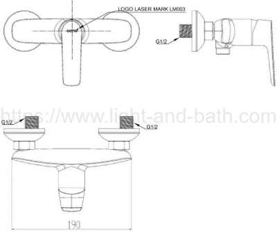 CT2346A#RG2 ก๊อกผสมยืนอาบน้ำ แบบติดผนัง รุ่น STELLA (COPPER ROSE GOLD)