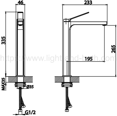 CT2382AY#GG ก๊อกผสมอ่างล้างหน้าพร้อมสายน้ำดี รุ่น KLIRR